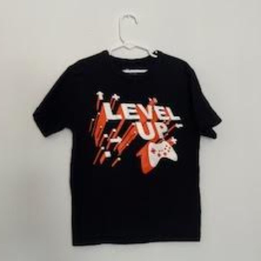 The Children’s Place Boys Level Up Graphic Tee - Size 7/8 - Black - 100% Cotton
